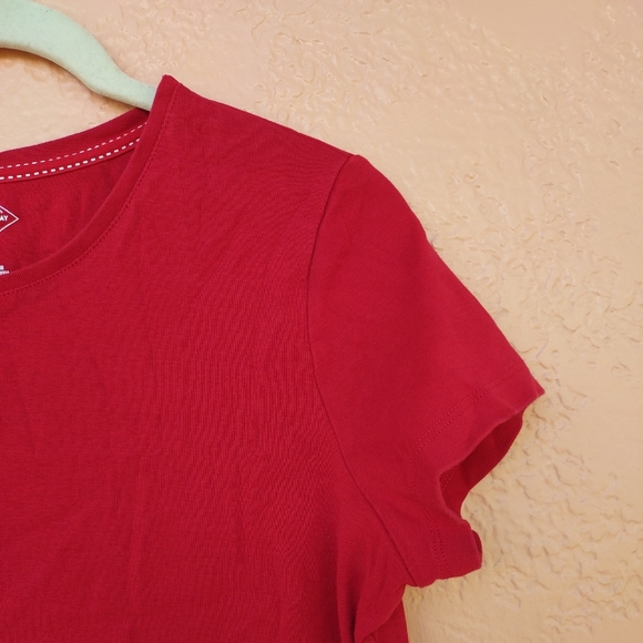 Red St.John Bay Short Sleeves Tshirt Cotton Pull Over Size Petite ( PL) - Picture 4 of 13